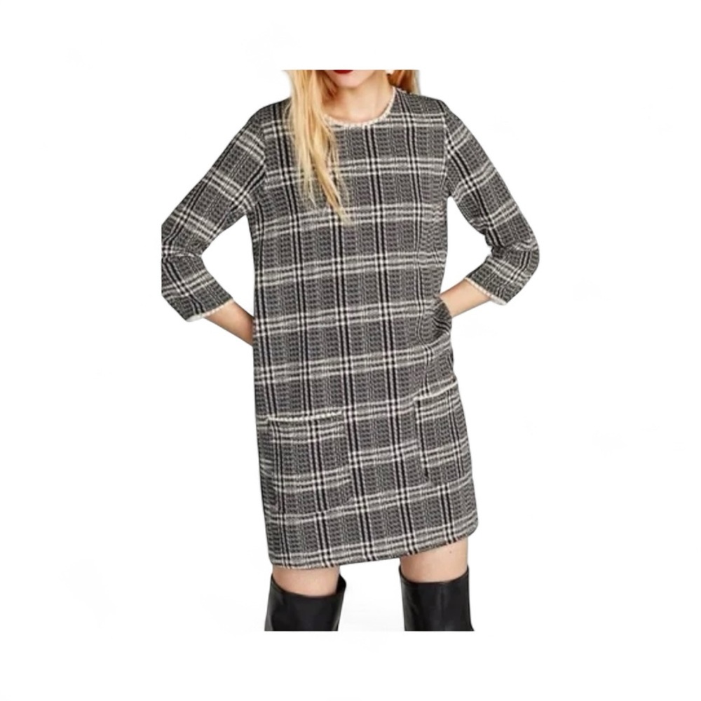 🖤❤️ EUC ZARA Trafaluc Collection Multicolor Tweed Fringe Dress | Sz S